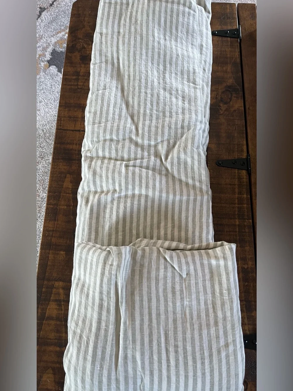 NWT Quince European Linen Stripe 1 Pc Duvet Cover, King/Cal (Willowleaf/White)